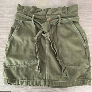 Free People Women's Splendor in the Grass Mini Skirt‎ Size 2 Army Green Pockets